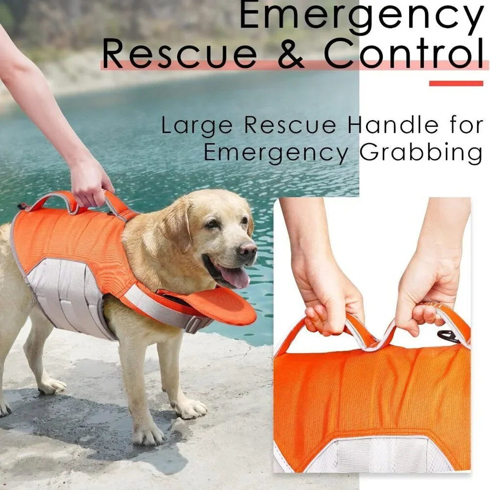 ThinkPet Dog Life Jacket, Reflective Lifesaver with Rescue Handle